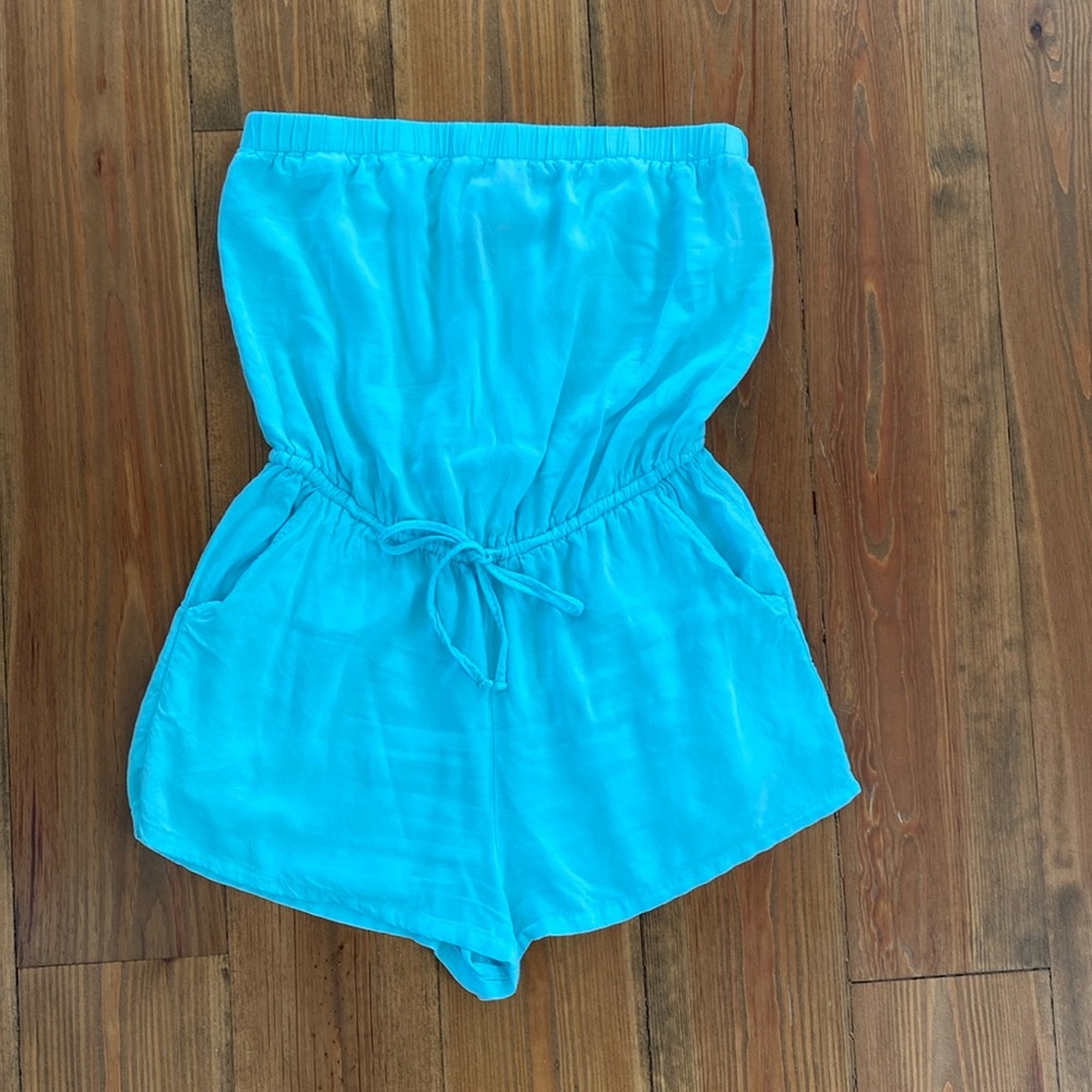 Robin Egg Blue Romper with Pockets